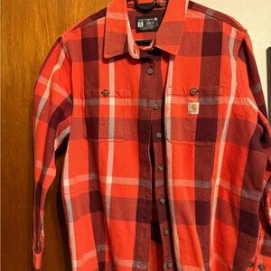 Carhartt Orange and Brown Plaid Shirt